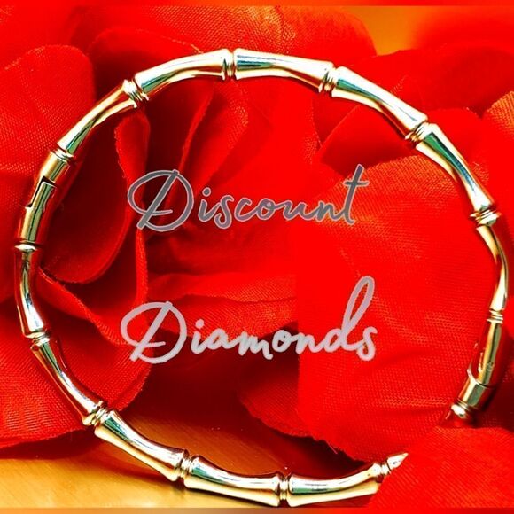 Openable Bamboo Oval Bangle Bracelet inner diam 2 x 2.5 in. Sterling Silver - Picture 6 of 10